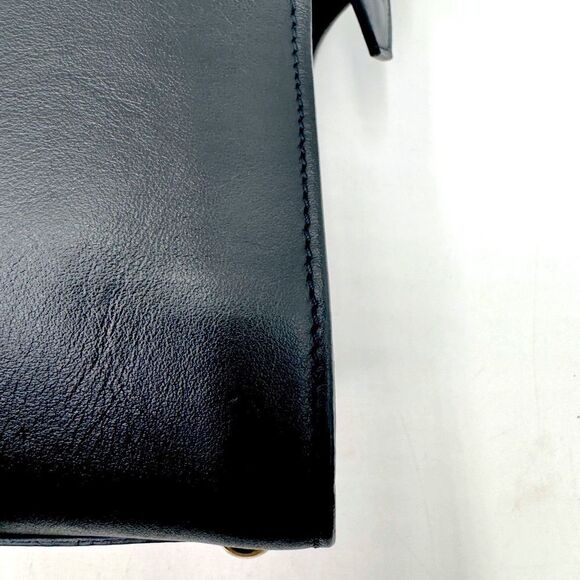 Auth Burberry Black Matte Leather Clifton Convertible 2way Handbag Purse - Picture 11 of 16